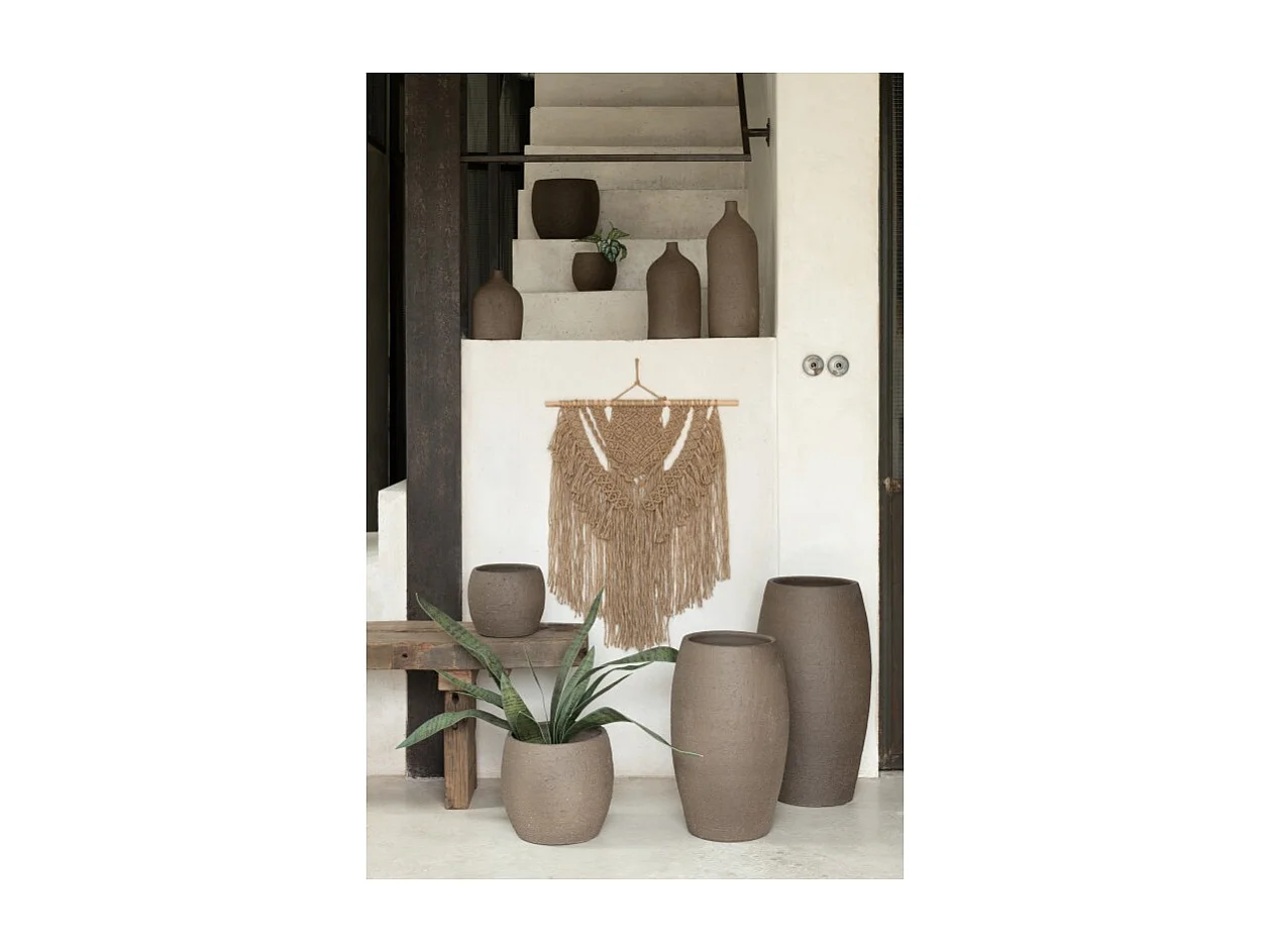 Portavaso in ceramica marrone 20x20x18 cm