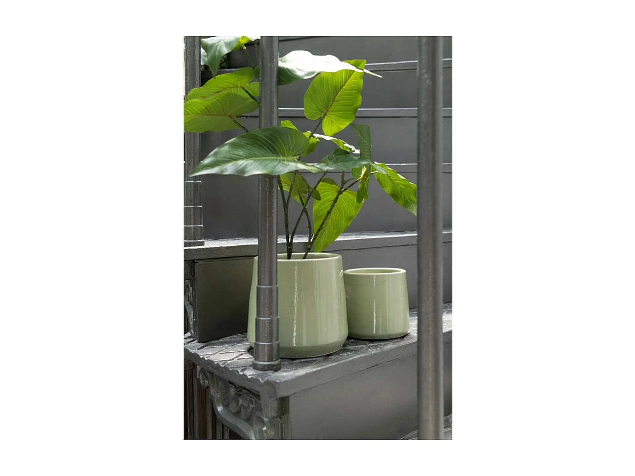 Cache-pot en céramique vert 17x17x17 cm