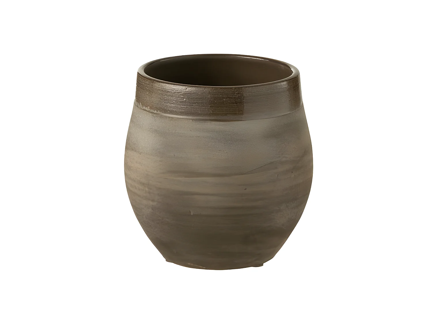 Bruine keramische bloempot 19x19x19 cm