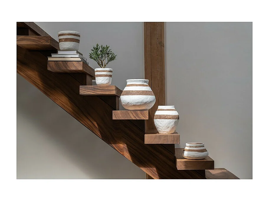 Cache-pot en céramique blanc 18x18x15.5 cm