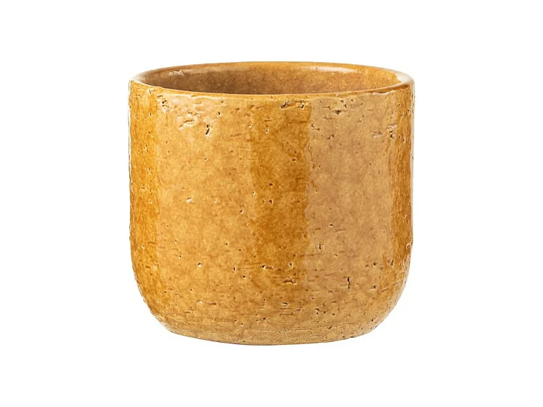 Oker keramische bloempot 20x20x17 cm
