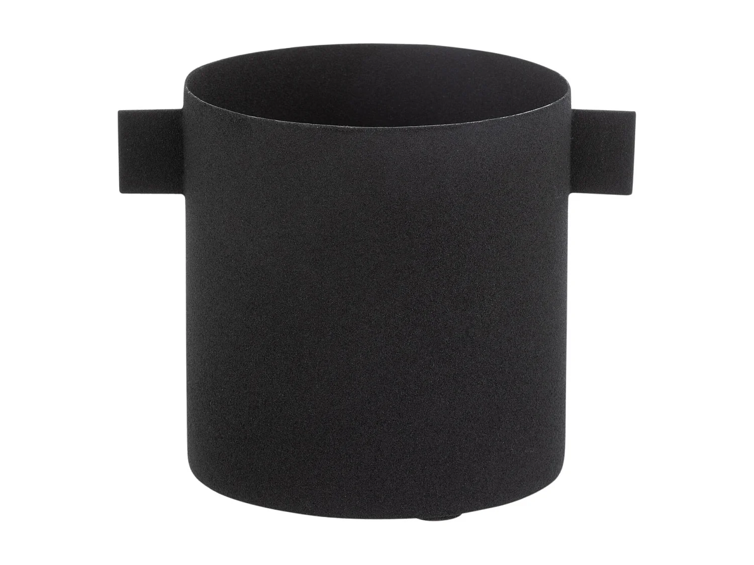 Ronde zwart metalen plantenpot Naya L 16 cm