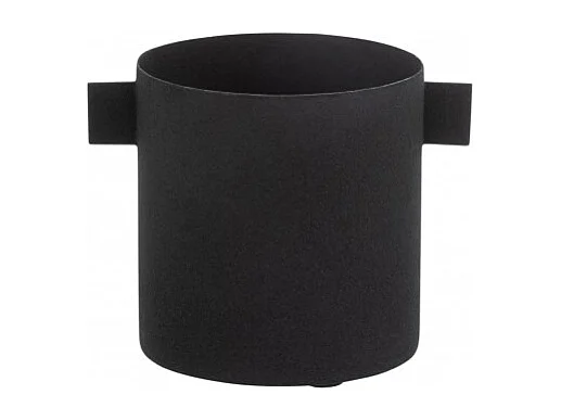 Ronde zwart metalen plantenpot Naya L 16 cm