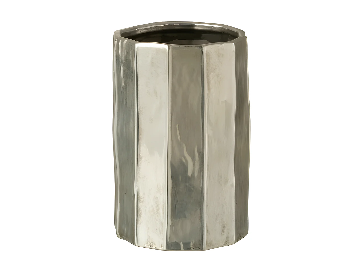 Cache-pot en céramique argent 16.5x16.5x25.5 cm