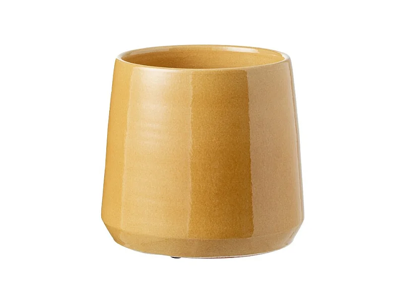 Okerkleurige keramische bloempot 17x17x17 cm