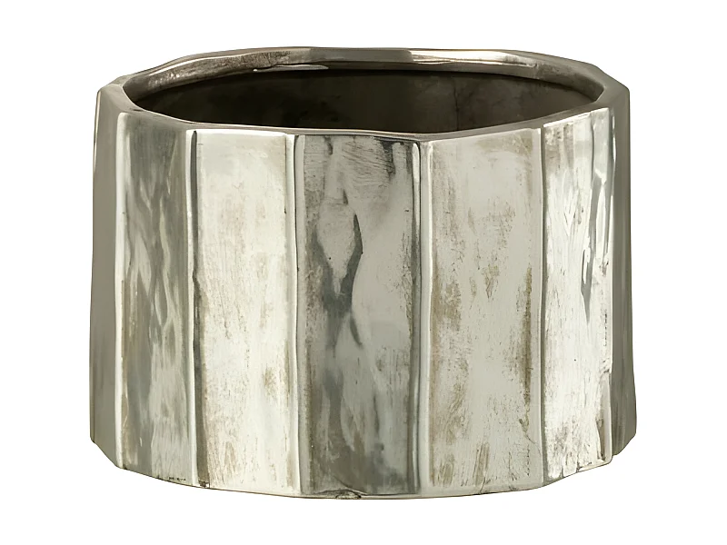 Cache-pot en céramique argent 18x18x12 cm