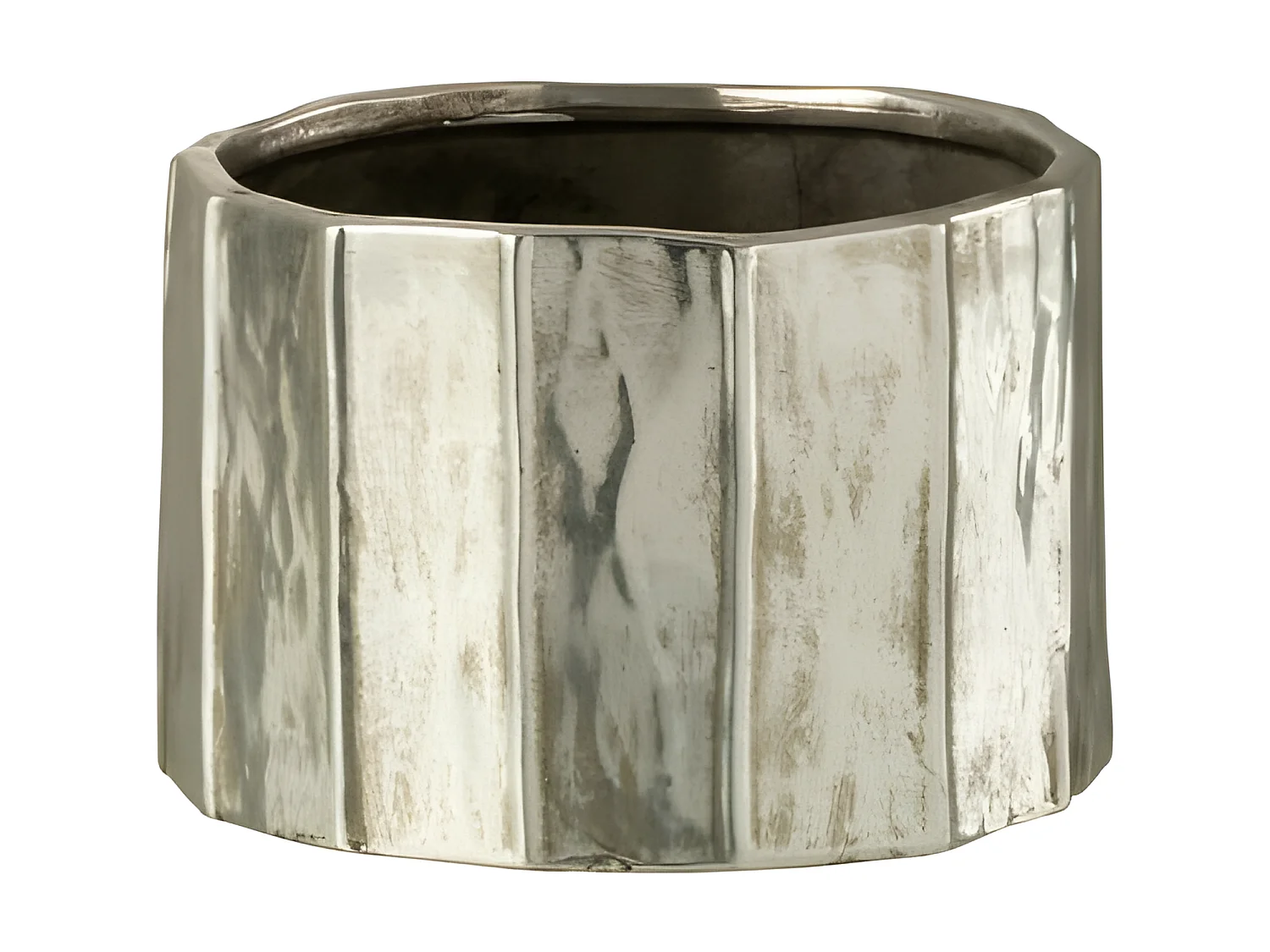 Cache-pot en céramique argent 18x18x12 cm