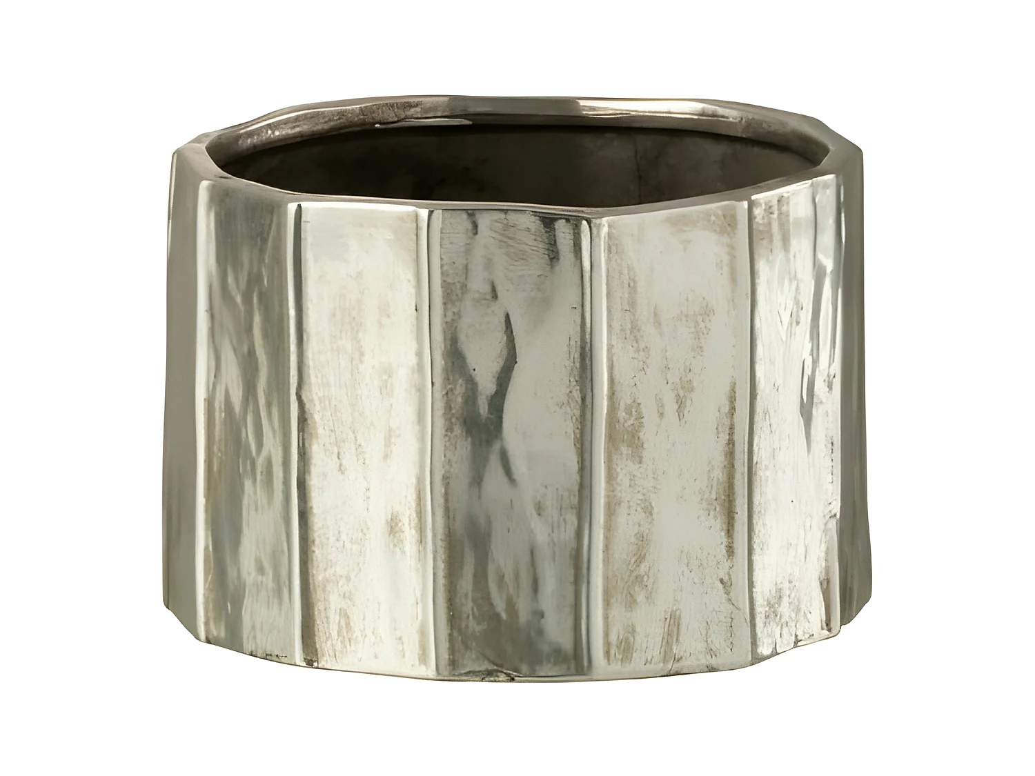 Cache-pot en céramique argent 18x18x12 cm