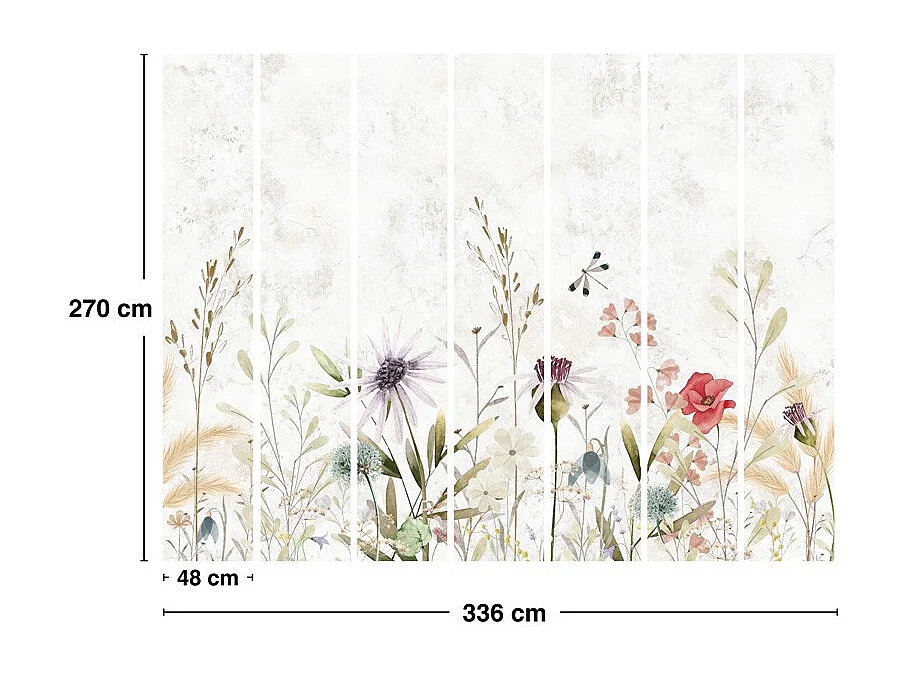 Papier peint panoramique - Herbier - Multicolore - intissé : 150g/m² - 7 lés : 336x270cm