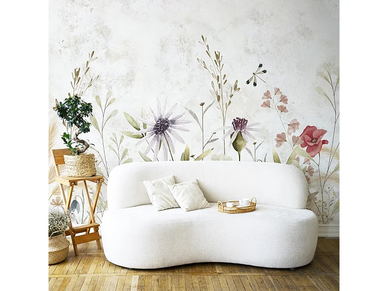 Papier peint panoramique - Herbier - Multicolore - intissé : 150g/m² - 7 lés : 336x270cm