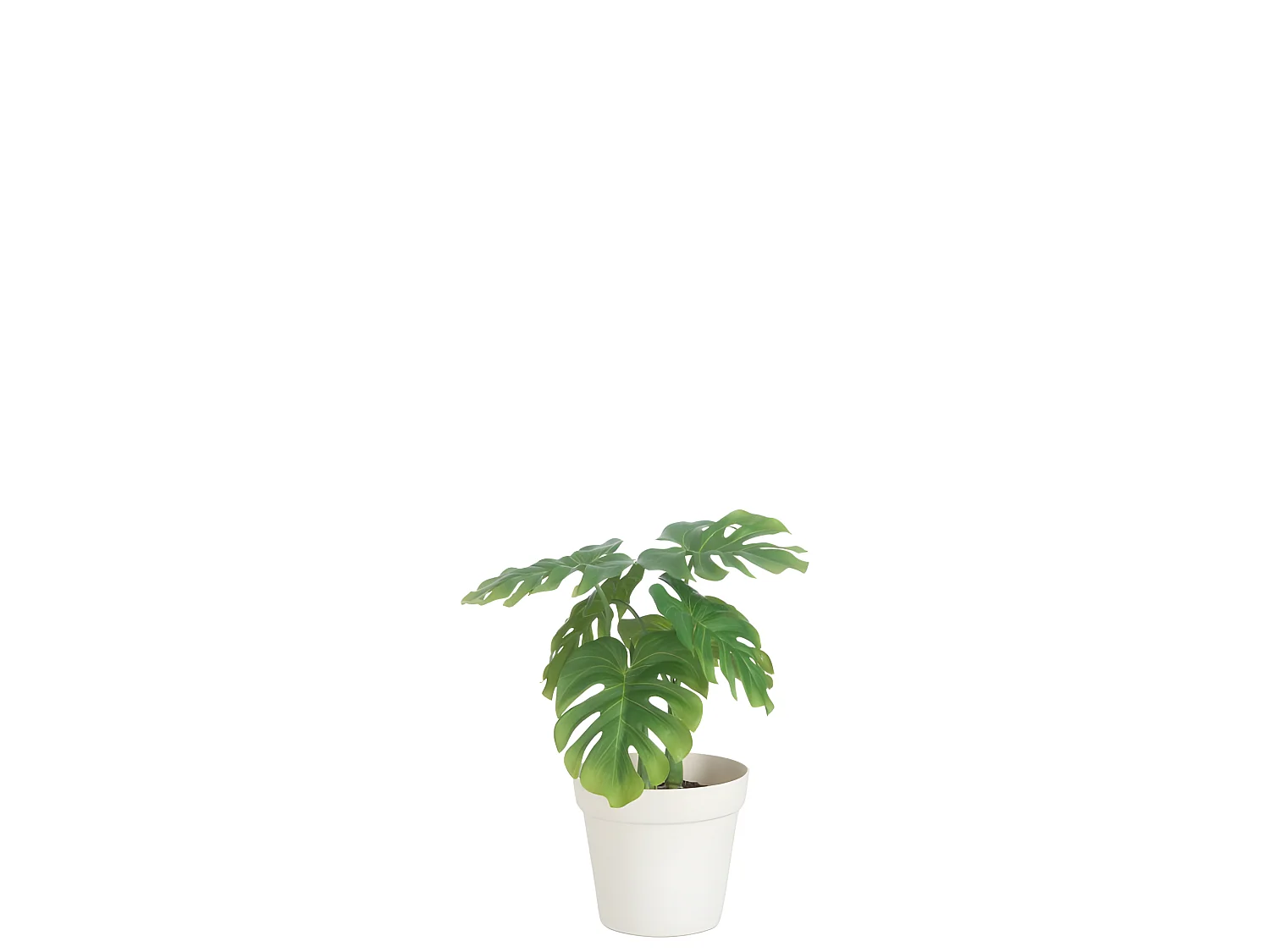 Philodendron artificiale in vaso bianco in plastica verde 12,5x12,5x27,5 cm