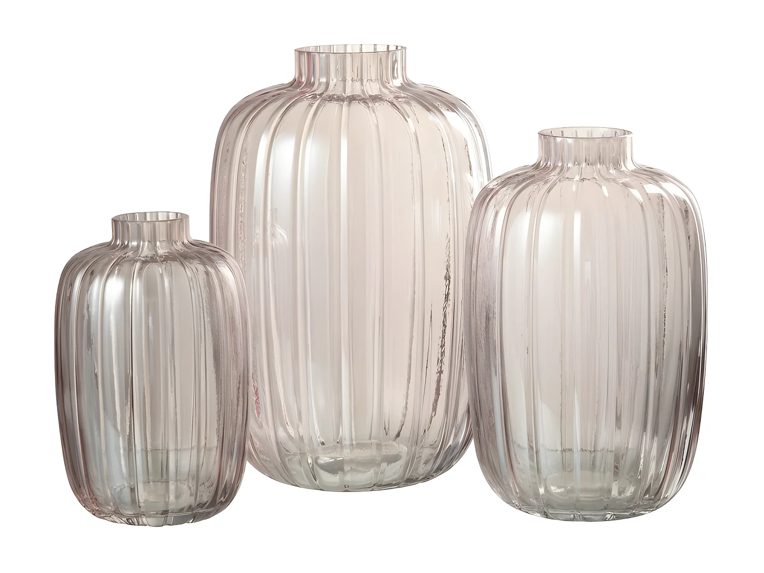 Jarrón de vidrio rosa de 20.5x20.5x30 cm