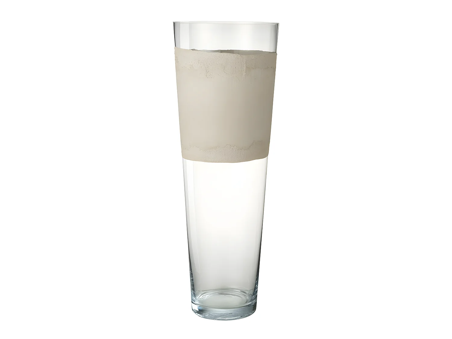 Vaso con linea in vetro beige 25x25x70 cm