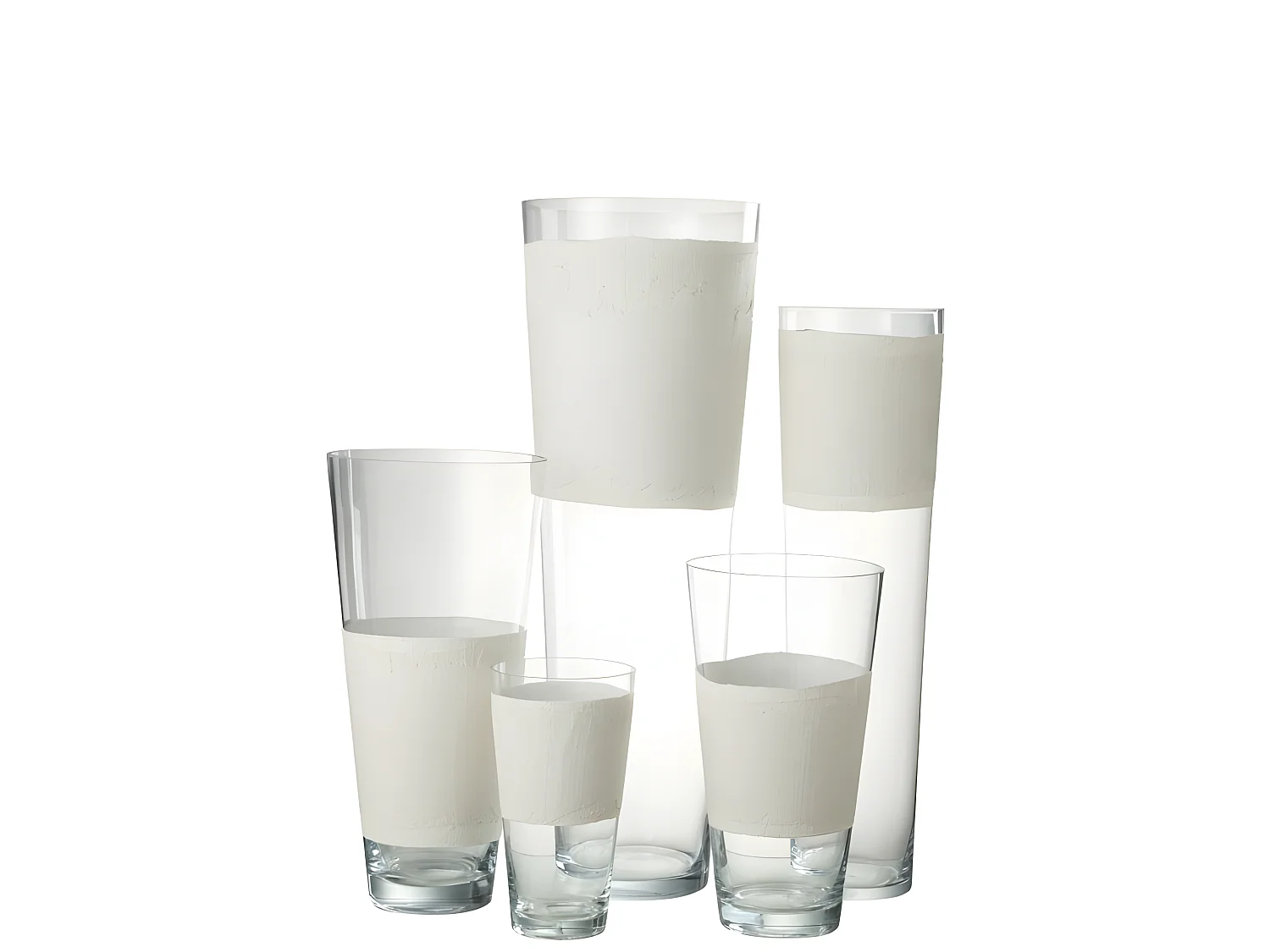 Jarrón con línea de vidrio blanco 17x17x60 cm