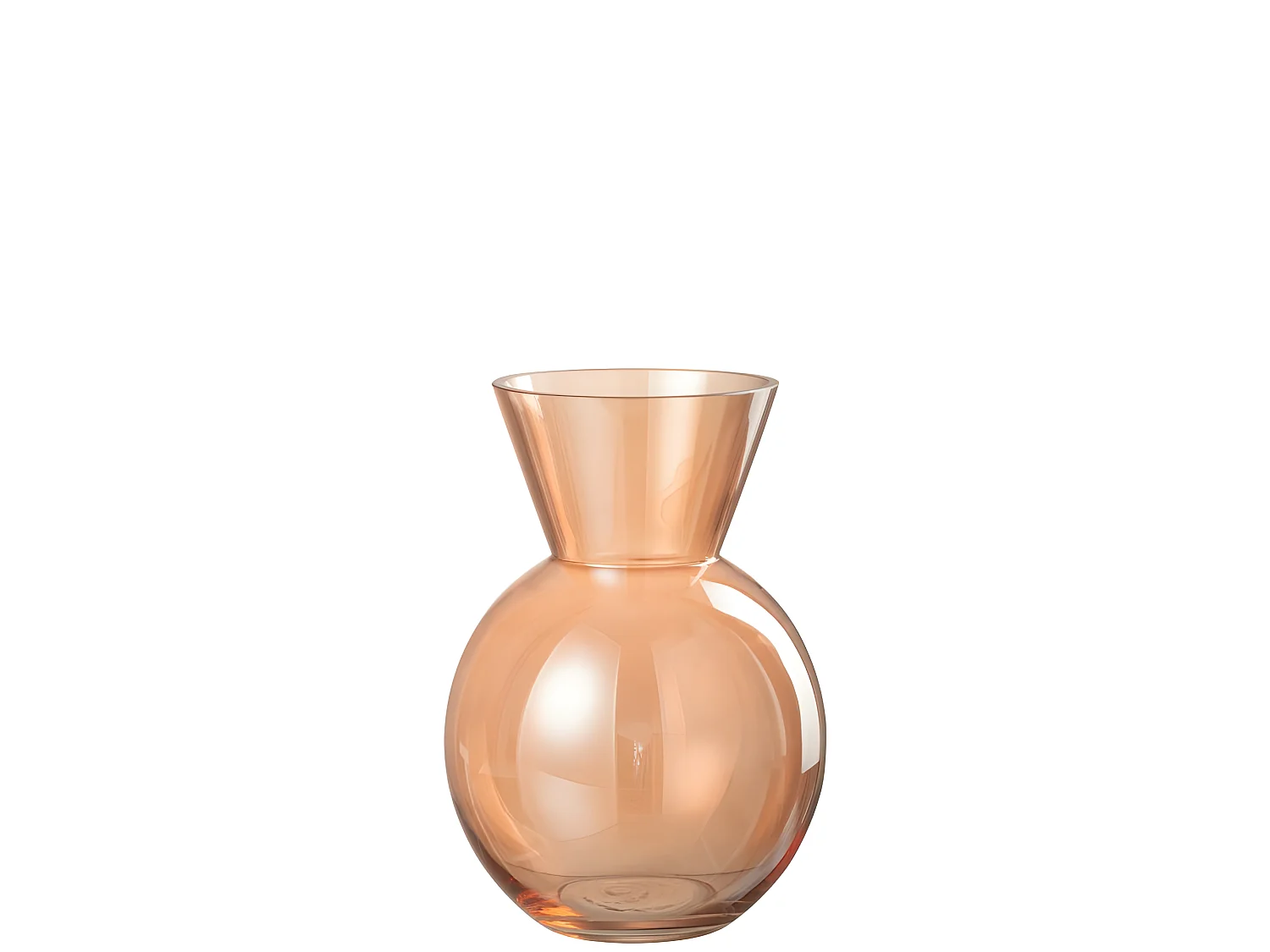 Jarrón de vidrio naranja en forma de bola de 16x16x23 cm