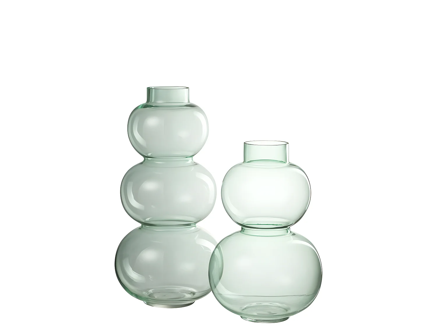 Vase 3 boules en verre vert 19x19x36 cm