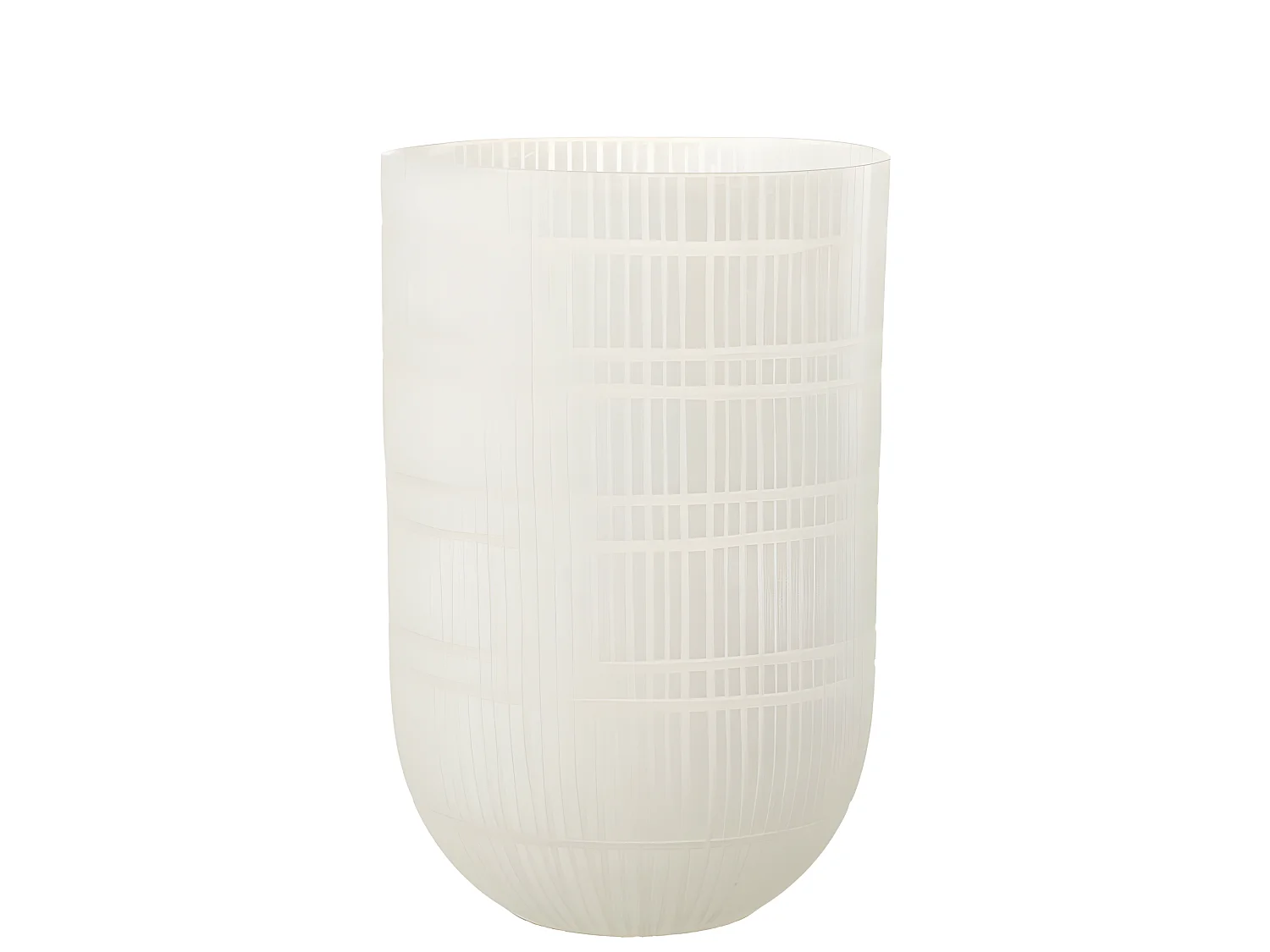 Vaso rotondo con linee in vetro bianco 24x24x36 cm