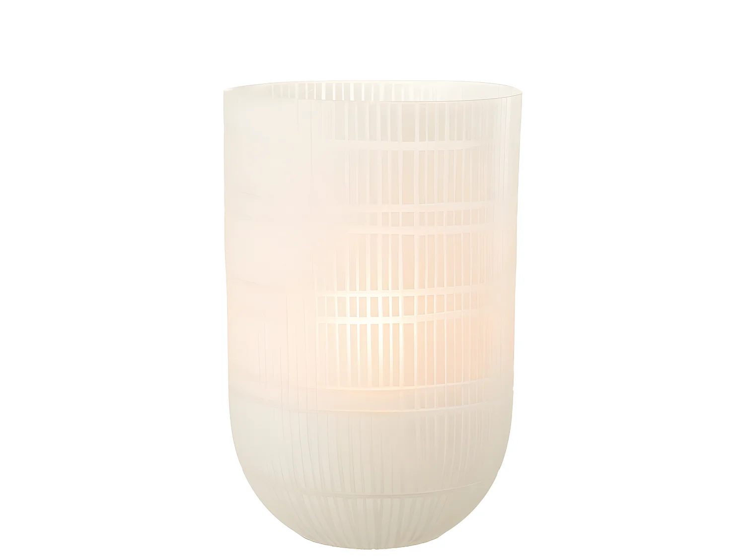 Vaso rotondo con linee in vetro bianco 24x24x36 cm