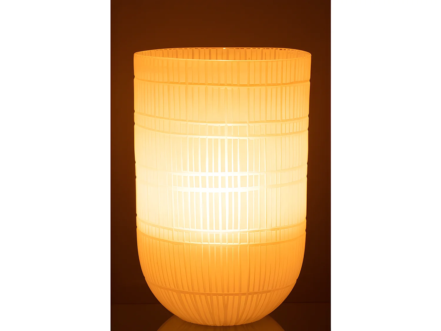 Vaso rotondo con linee in vetro bianco 24x24x36 cm