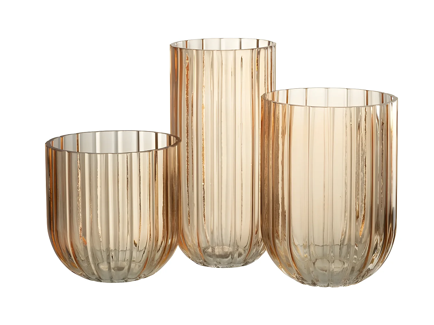 Jarrón con línea de vidrio rosa 15x15x16 cm