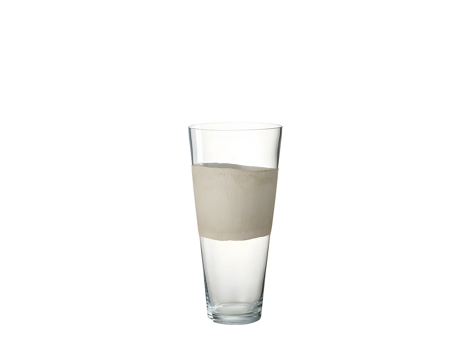 Vaso con linea in vetro beige 22x22x45 cm