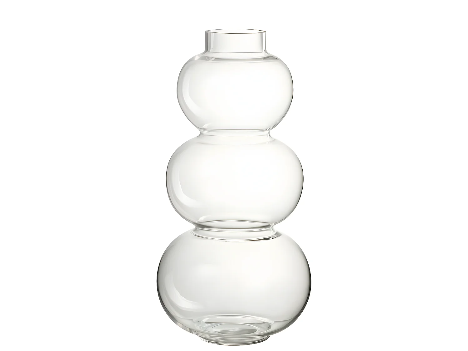 Vase 3 boules en verre transparent 19x19x36 cm