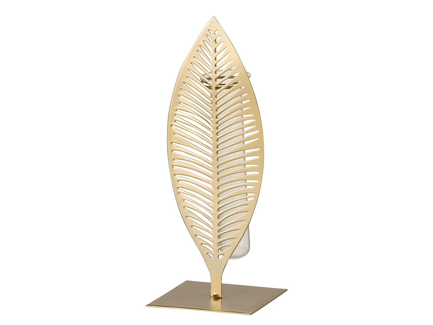 Soliflor en forma de pluma de metal dorado L8*l8*H22cm