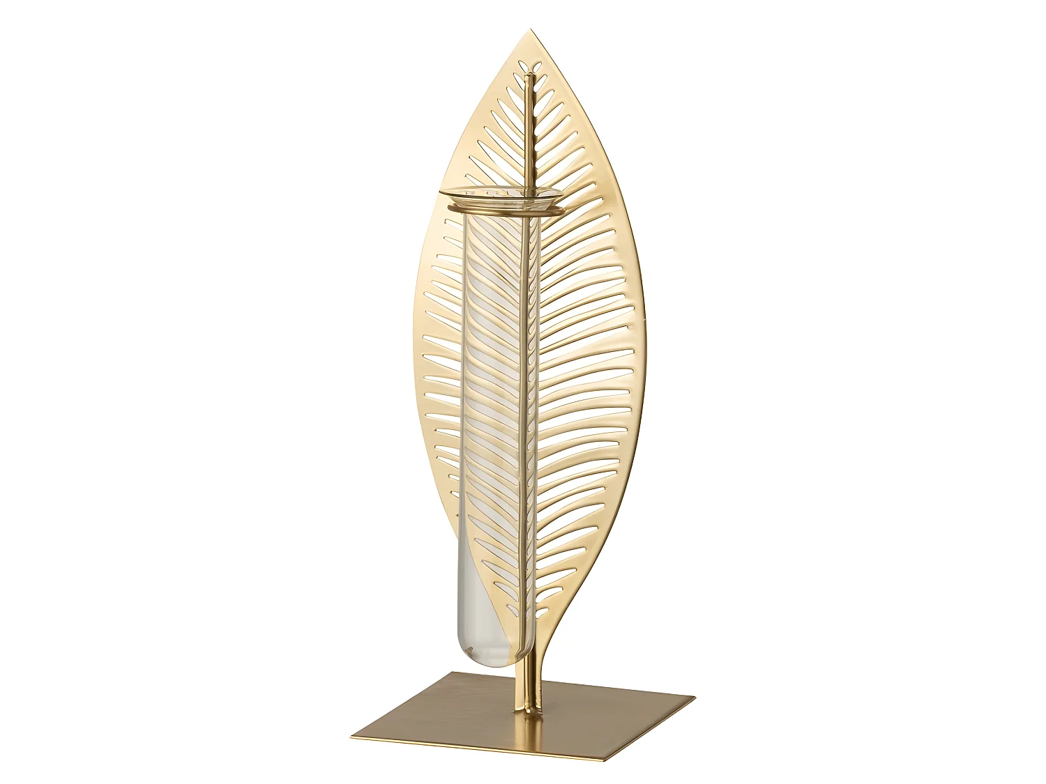 Soliflor en forma de pluma de metal dorado L8*l8*H22cm