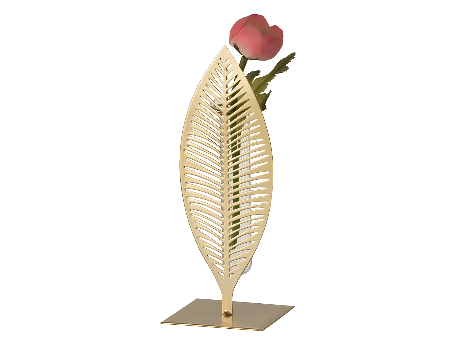 Soliflor en forma de pluma de metal dorado L8*l8*H22cm