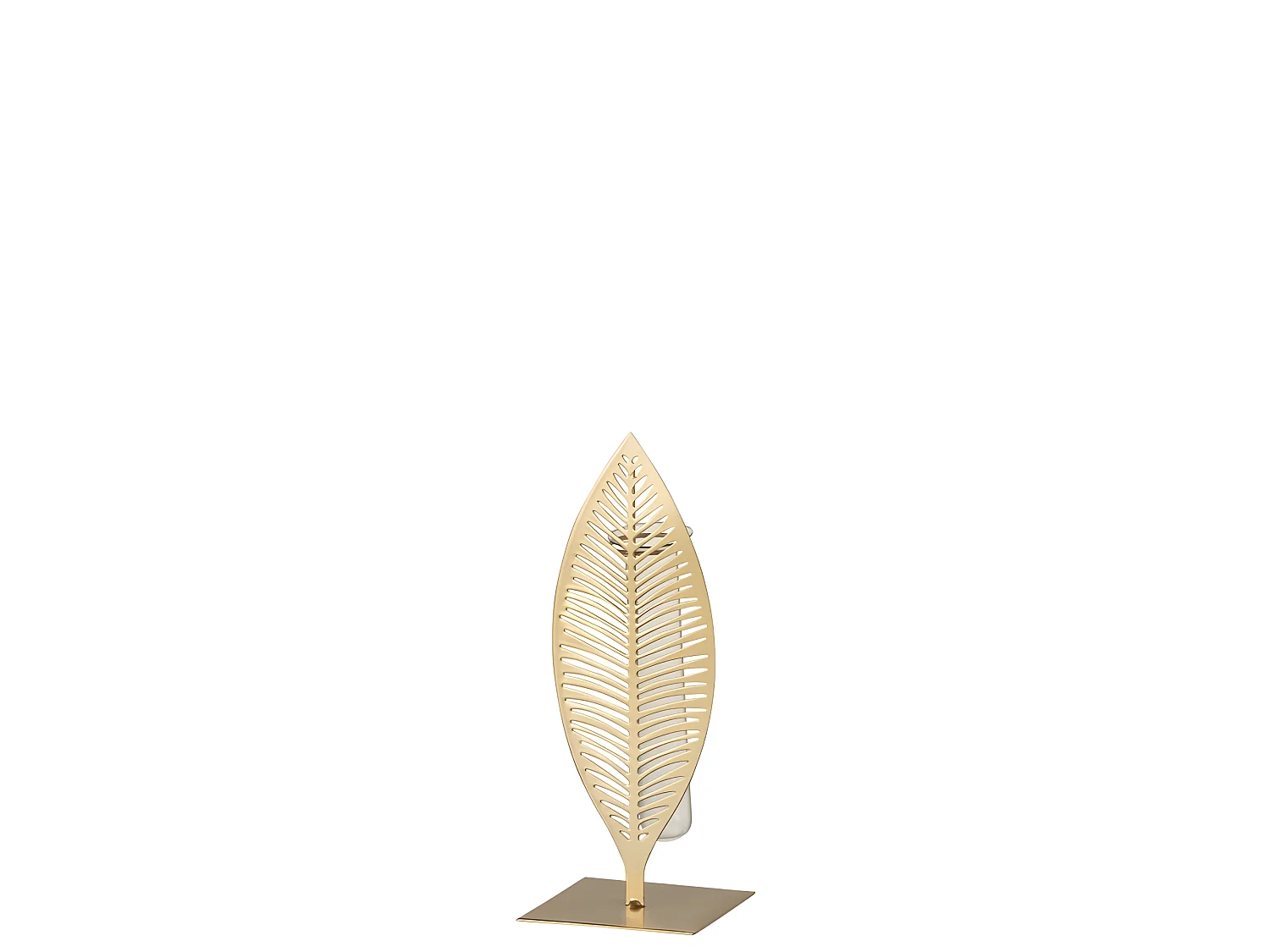 Soliflor en forma de pluma de metal dorado L8*l8*H22cm