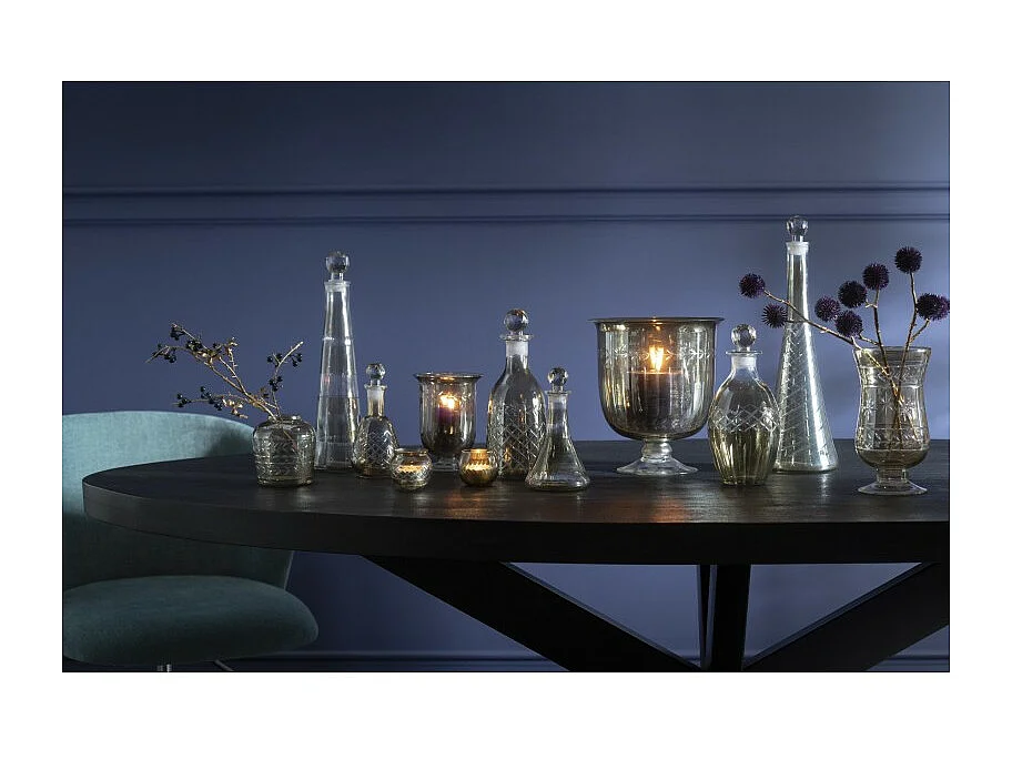 Florero moderno de vidrio gris 11.5x11.5x22 cm