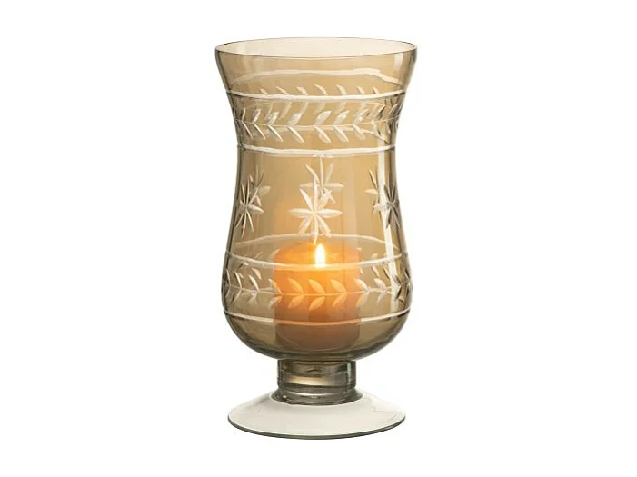 Florero moderno de vidrio gris 11.5x11.5x22 cm