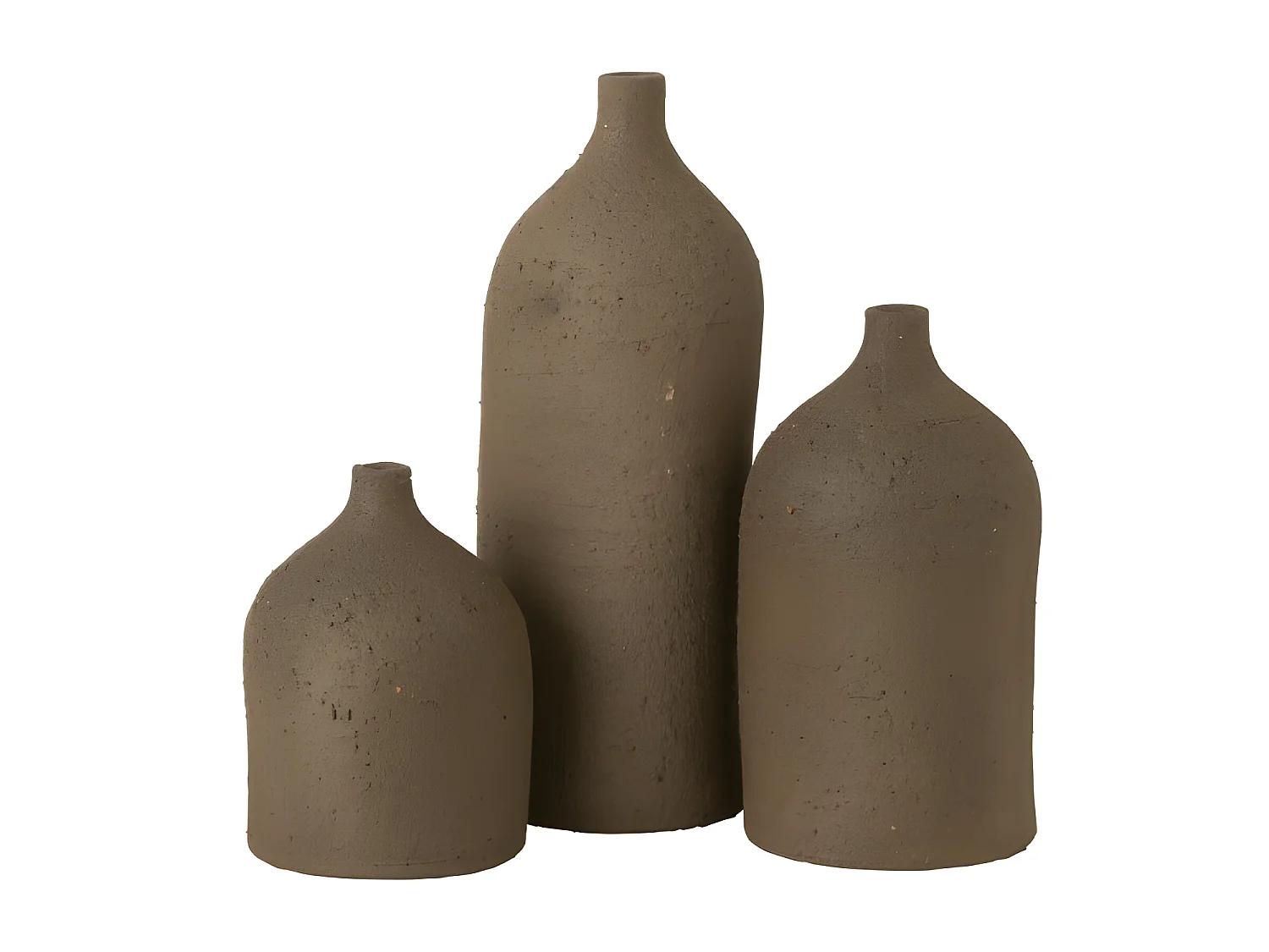 Vaso collo bottiglia in ceramica marrone 16x16x28 cm