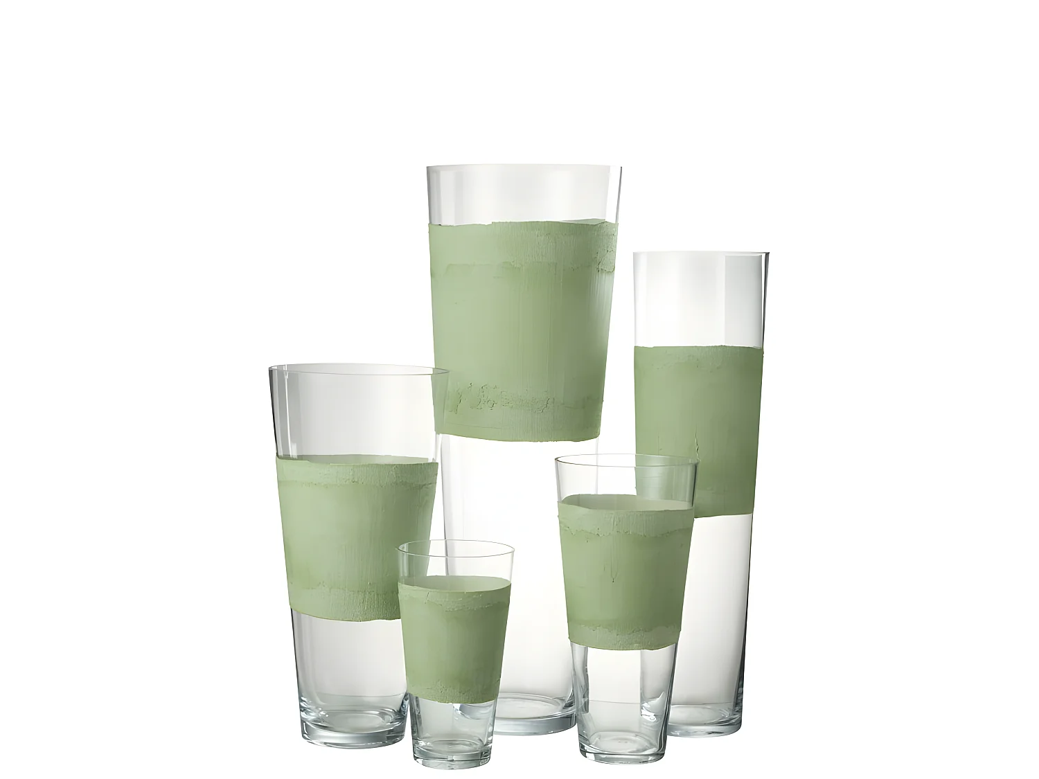 Vaso con linea in vetro verde 17x17x60 cm