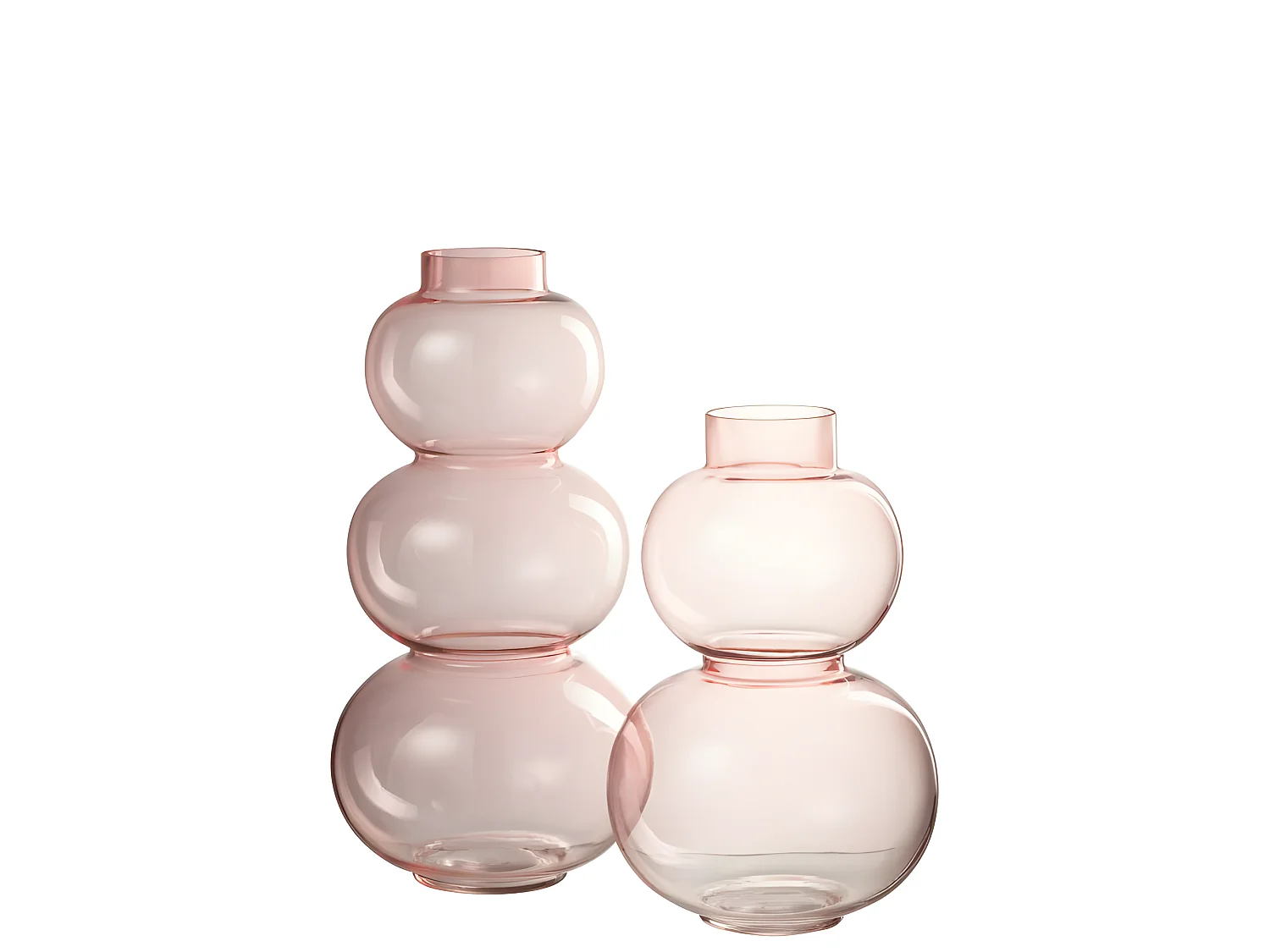 Vase 3 boules en verre rose 19x19x36 cm