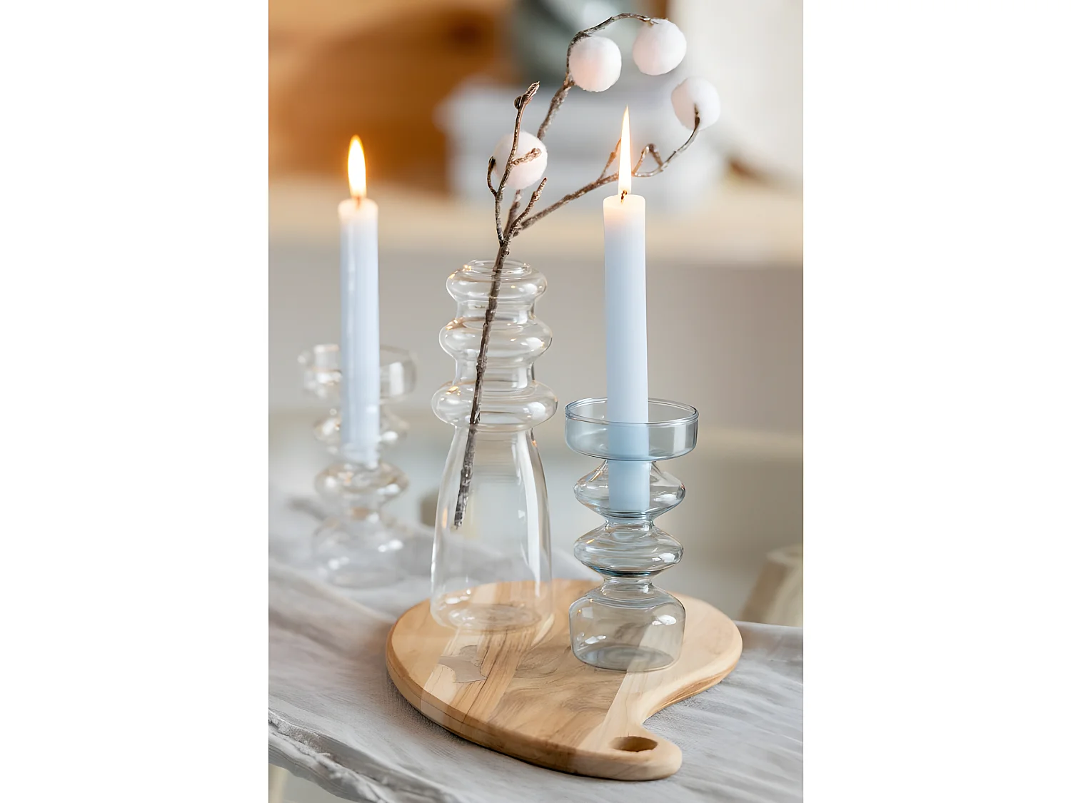 Vase en verre bleu 7x7x14 cm