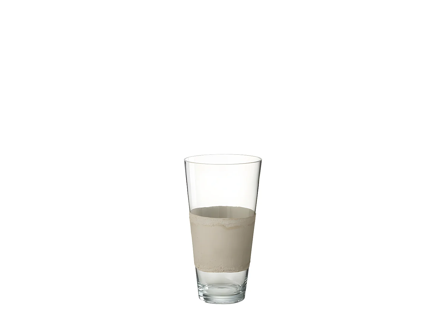 Vaso con linea in vetro beige 19x19x35 cm