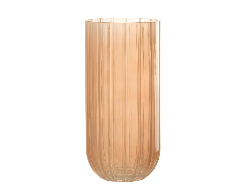 Jarrón con línea de vidrio rosa 12x12x25 cm