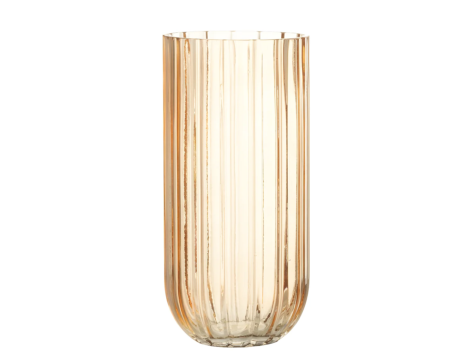 Jarrón con línea de vidrio rosa 12x12x25 cm