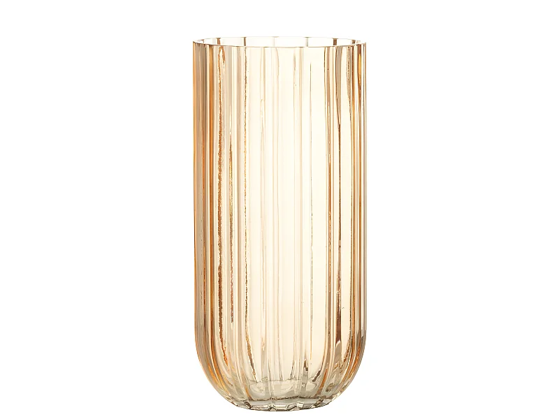 Jarrón con línea de vidrio rosa 12x12x25 cm