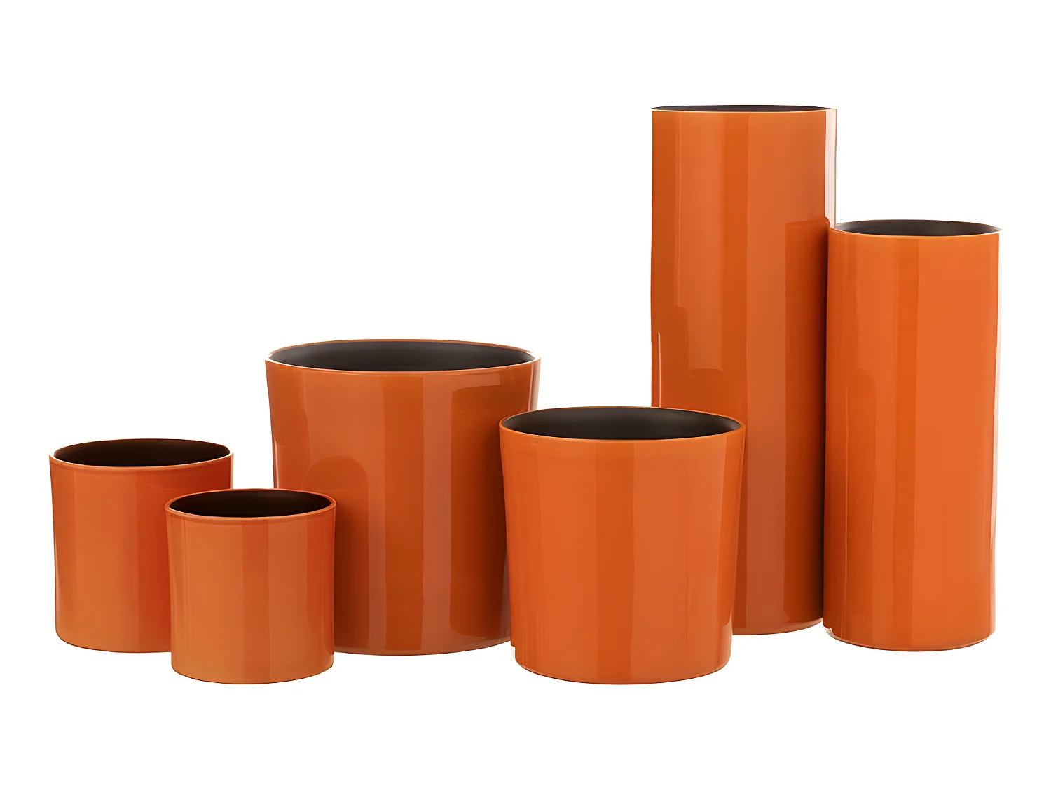 Vaso alto in ceramica arancione 18x18x47 cm
