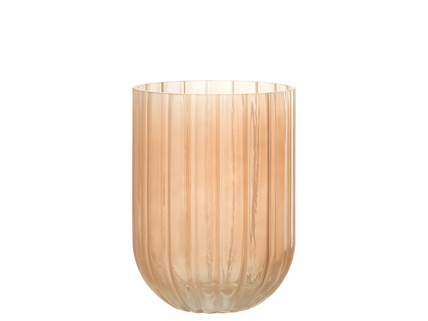 Jarrón con línea de vidrio rosa 15x15x21 cm