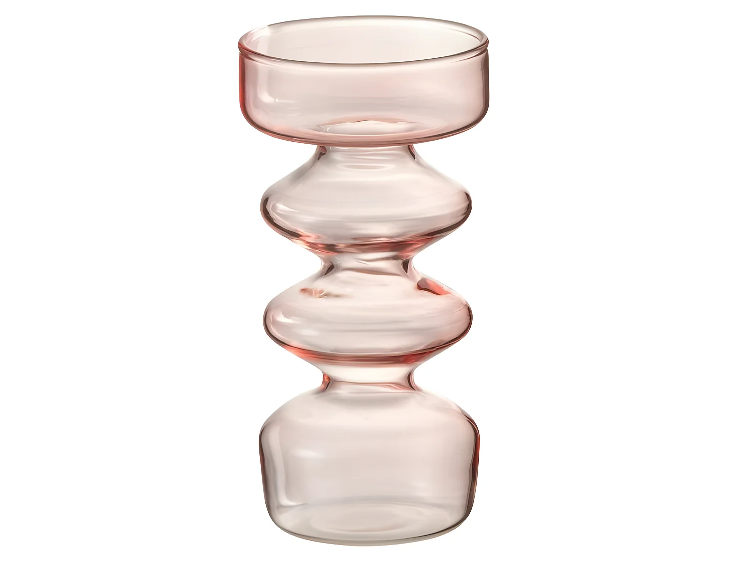 Florero de vidrio rosa de 7.5x7.5x14 cm