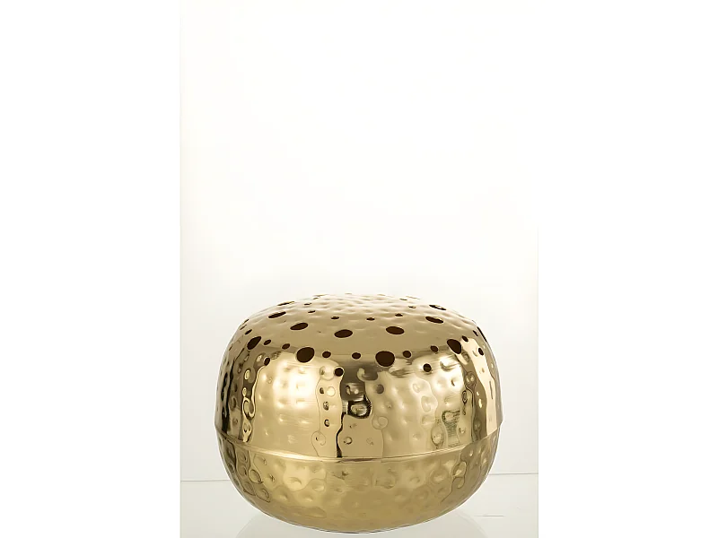 Vaso a sfera con fori in metallo dorato 23x23x9 cm