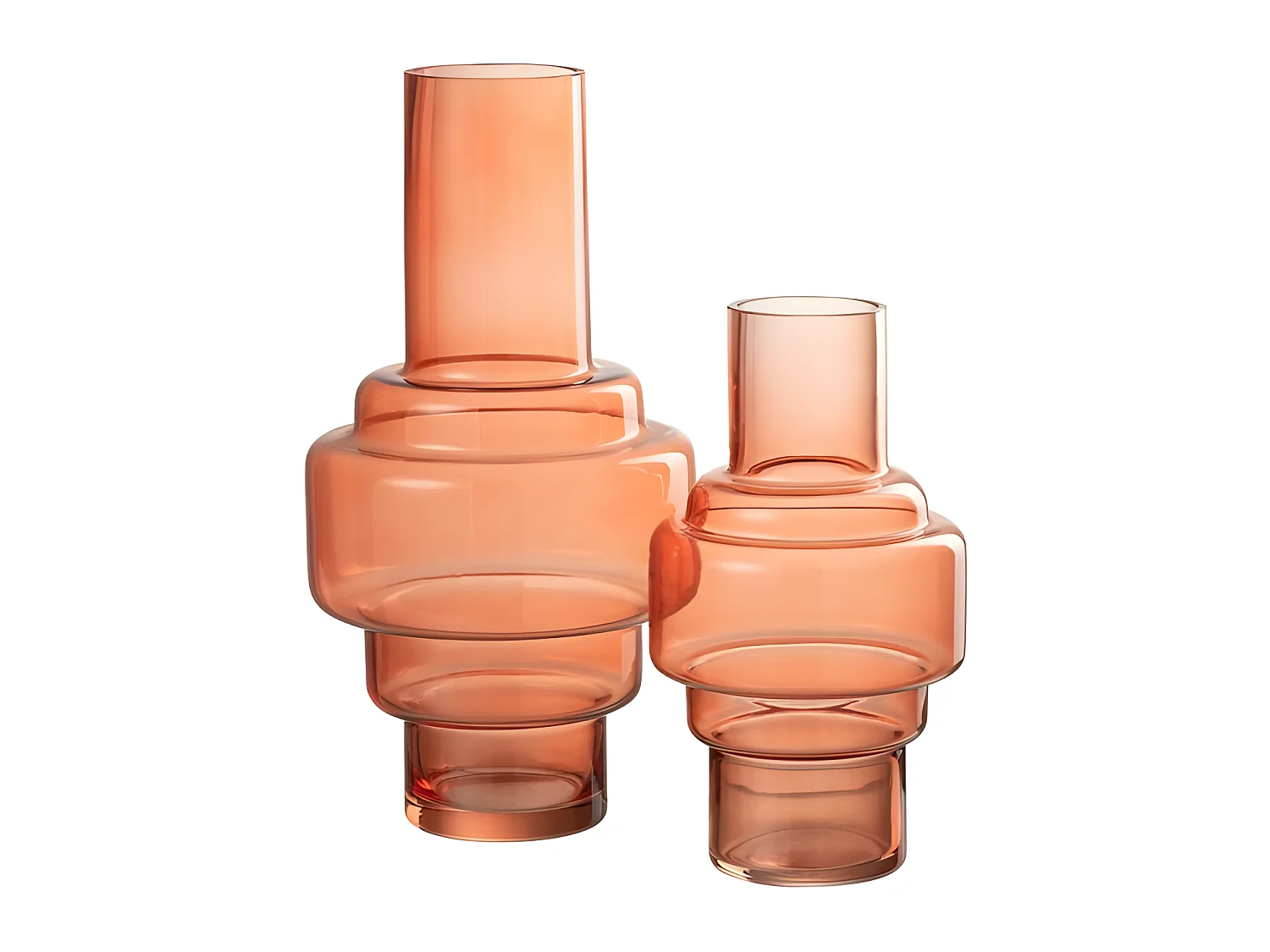 Vase escalier en verre rouge 19x19x36 cm