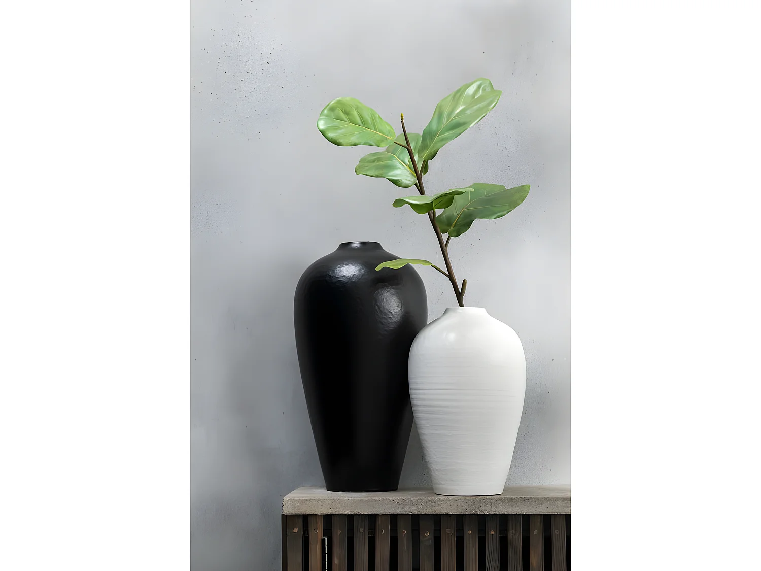 Jarrón de cerámica blanco de 22x22x35 cm