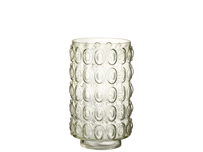 Jarrón de burbujas de vidrio amarillo 19x19x31 cm