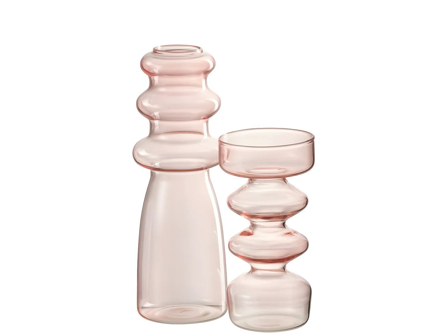 Jarrón de vidrio rosa 7x7x21 cm