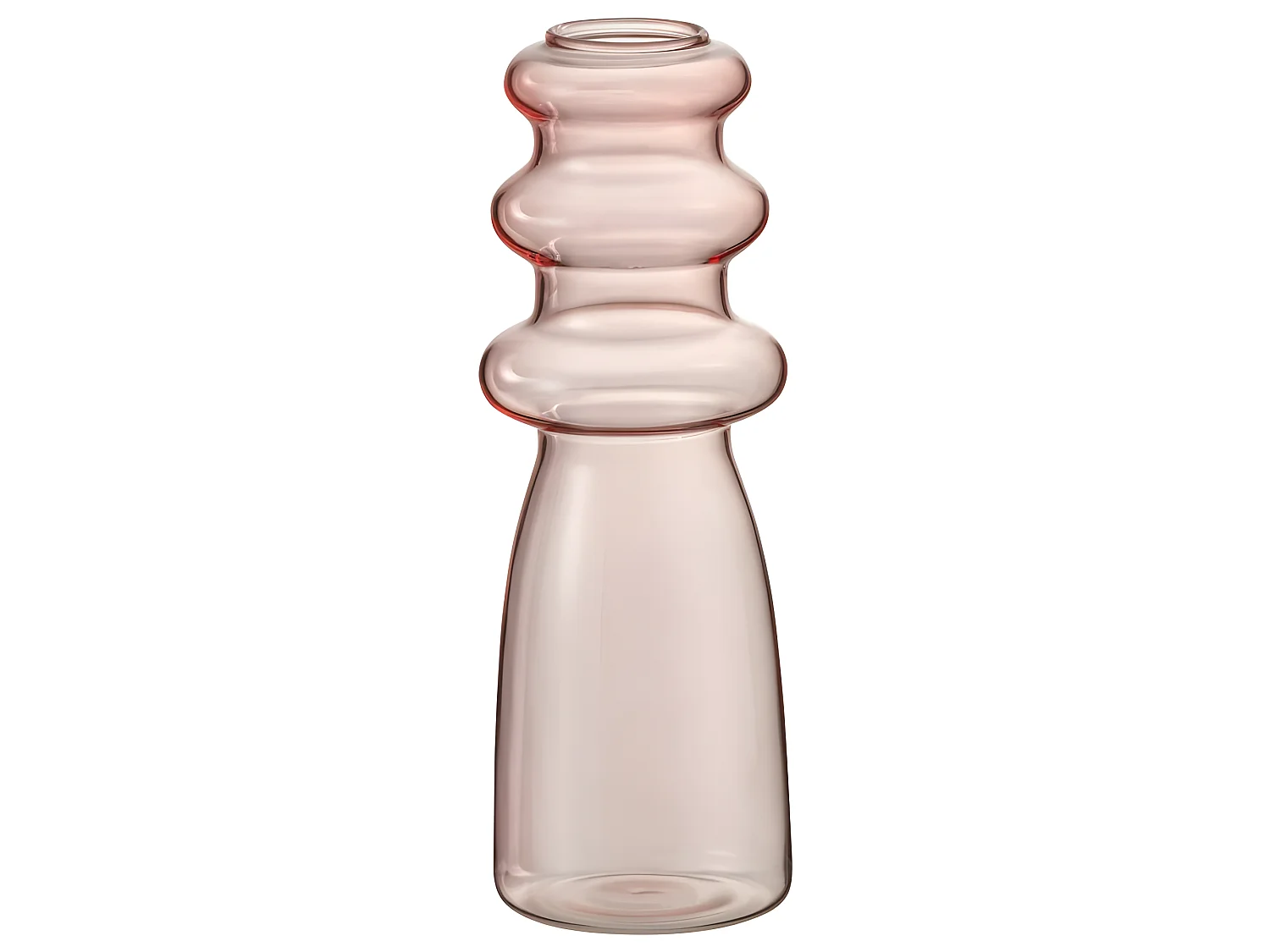 Jarrón de vidrio rosa 7x7x21 cm