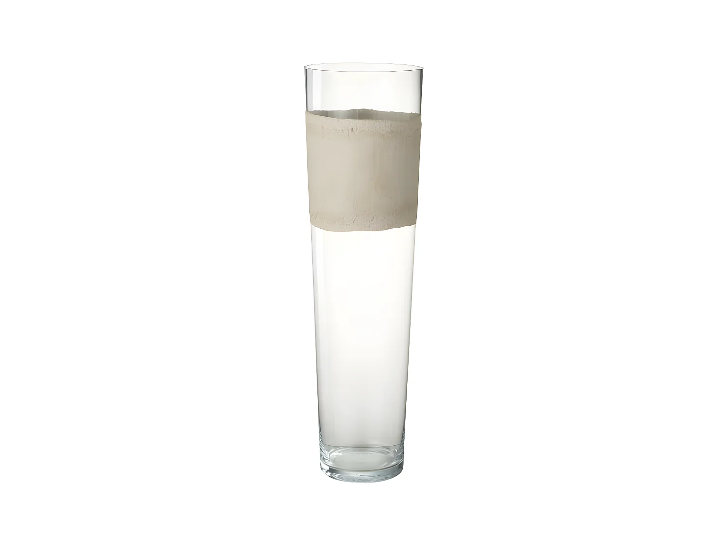 Vaso con linea in vetro beige 17x17x60 cm